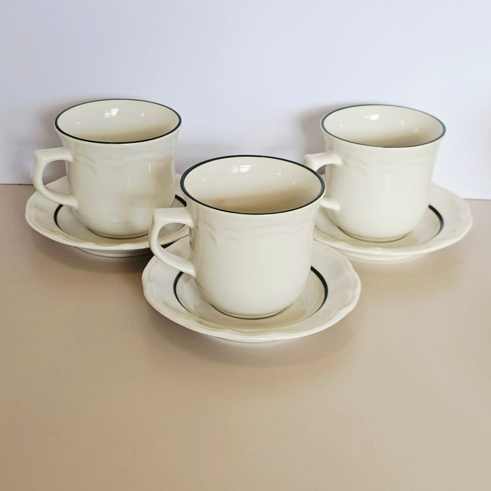 Pfaltzgraff Snow Village Cups & Saucers 3sets Christmas holiday beverage vtg 90s - Picture 2 of 11